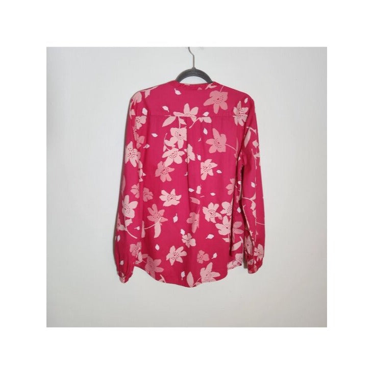 Free Assembly Pink Floral Print Button Up Blouse Size Large
