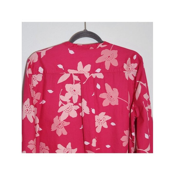 Free Assembly Pink Floral Print Button Up Blouse Size Large