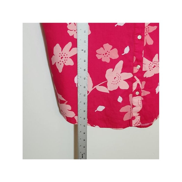 Free Assembly Pink Floral Print Button Up Blouse Size Large
