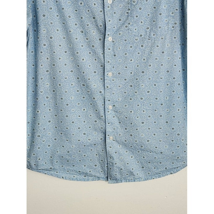 Quiksilver Light Blue Printed Button Up Shirt Size Large
