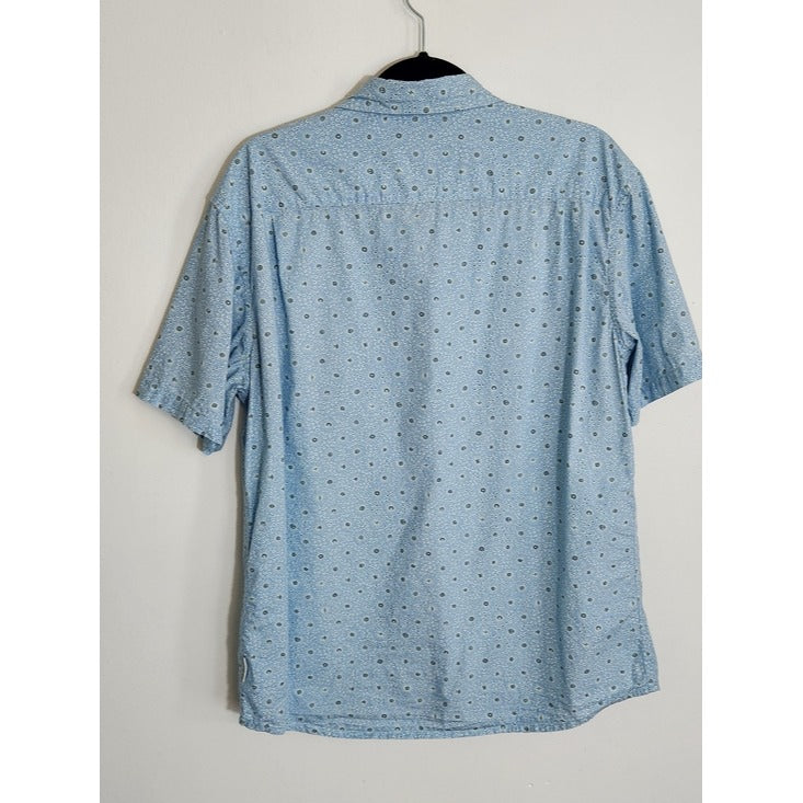 Quiksilver Light Blue Printed Button Up Shirt Size Large