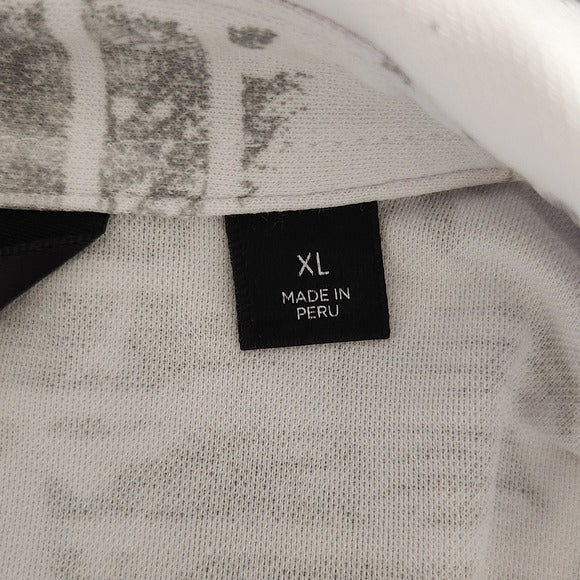 Travis Mathew White and Gray Palm Print Golf Polo Shirt Size XL