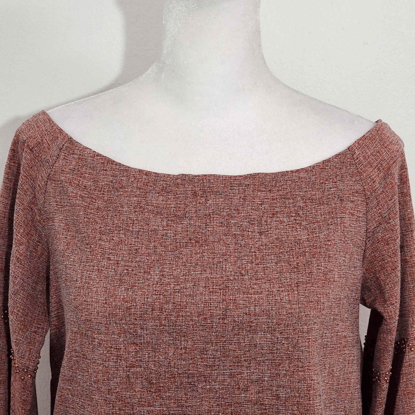 THML Pink Blouse with Metal Beads Size XS Pretty Pink Blouse with Beaded Accent