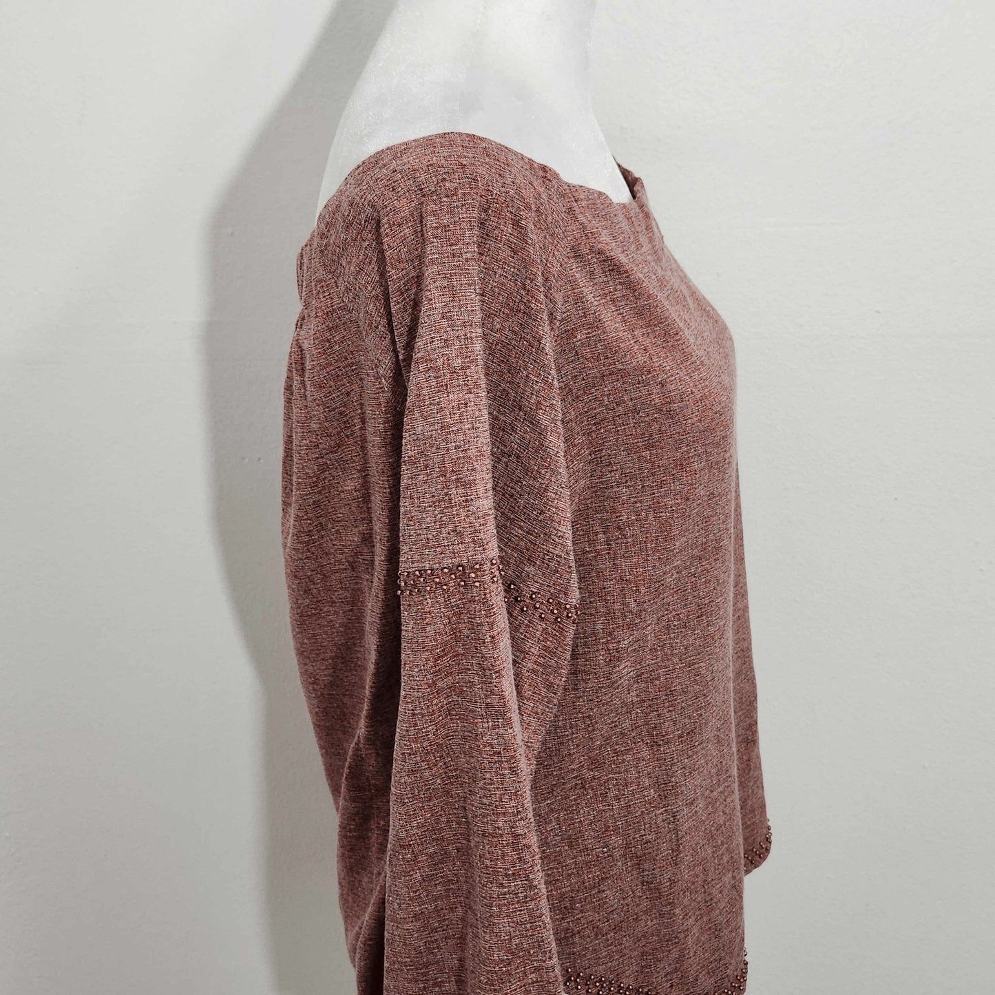THML Pink Blouse with Metal Beads Size XS Pretty Pink Blouse with Beaded Accent