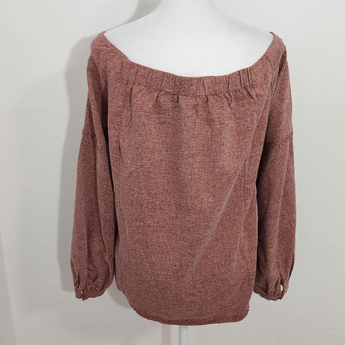 THML Pink Blouse with Metal Beads Size XS Pretty Pink Blouse with Beaded Accent