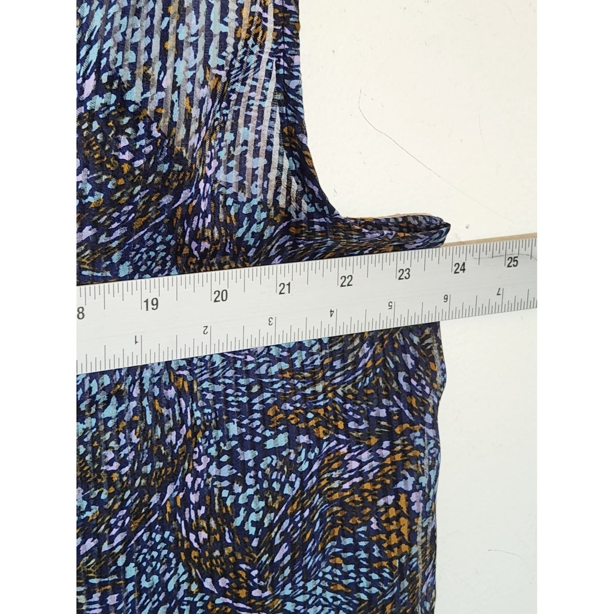 Ophelia Roe Blue and Brown Sheer Sleeveless Blouse Size Large