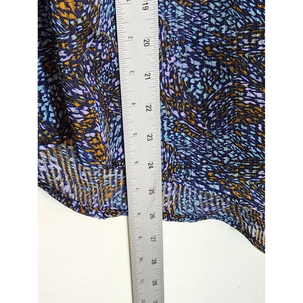 Ophelia Roe Blue and Brown Sheer Sleeveless Blouse Size Large