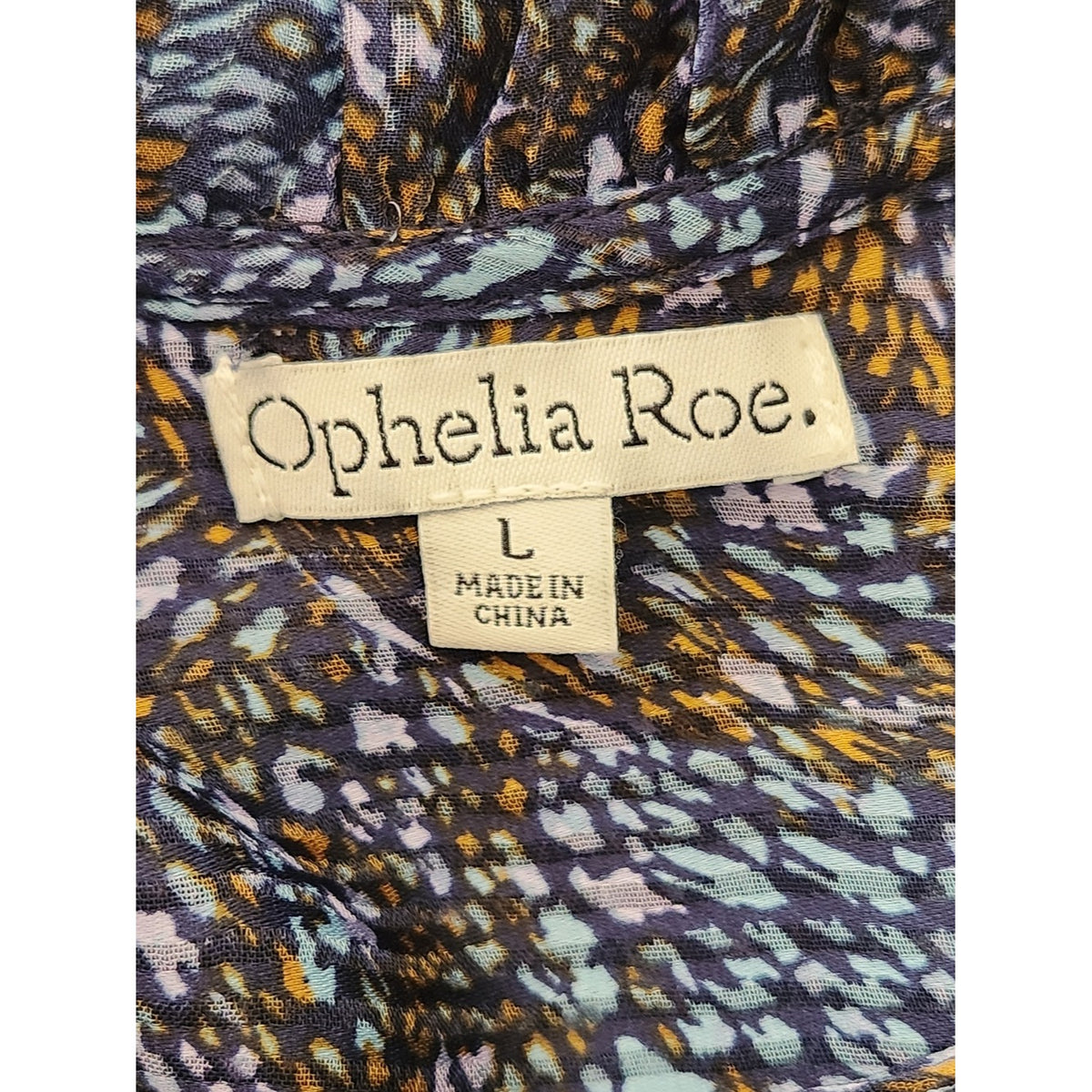 Ophelia Roe Blue and Brown Sheer Sleeveless Blouse Size Large