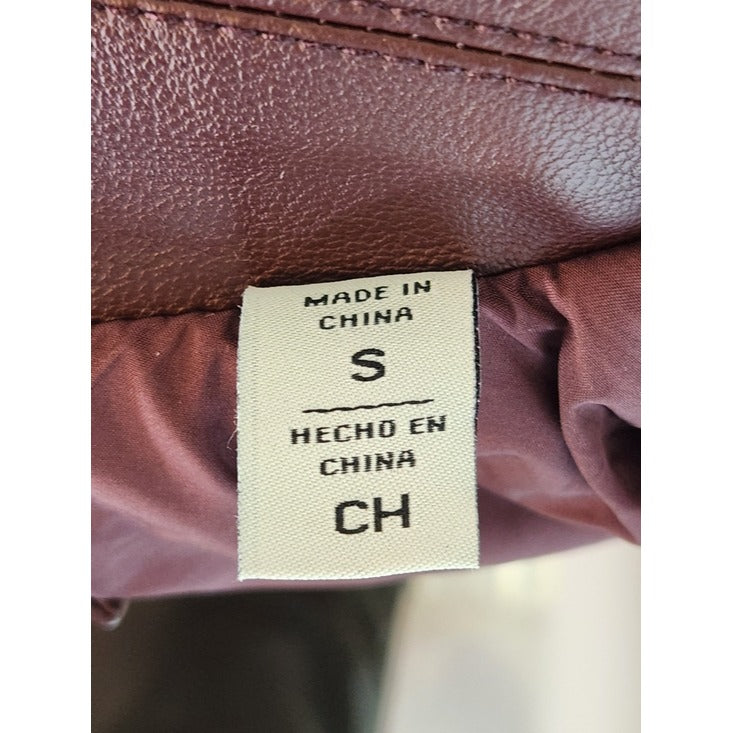 Levi's Womens Cropped Burgundy Faux Leather Moto Jacket Size Small NWT