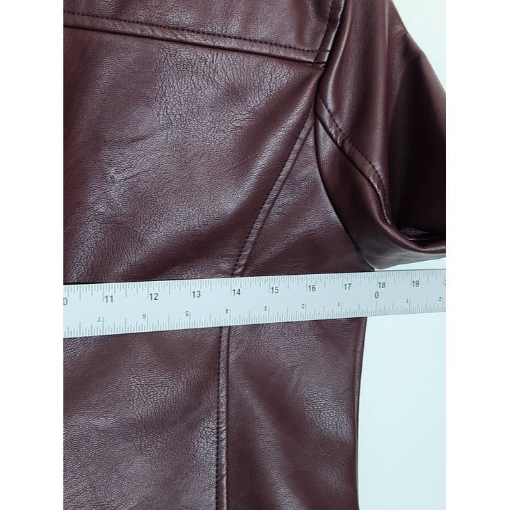 Levi's Womens Cropped Burgundy Faux Leather Moto Jacket Size Small NWT
