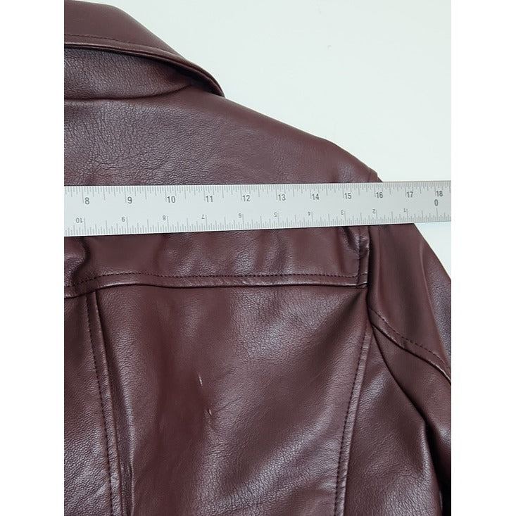 Levi's Womens Cropped Burgundy Faux Leather Moto Jacket Size Small NWT