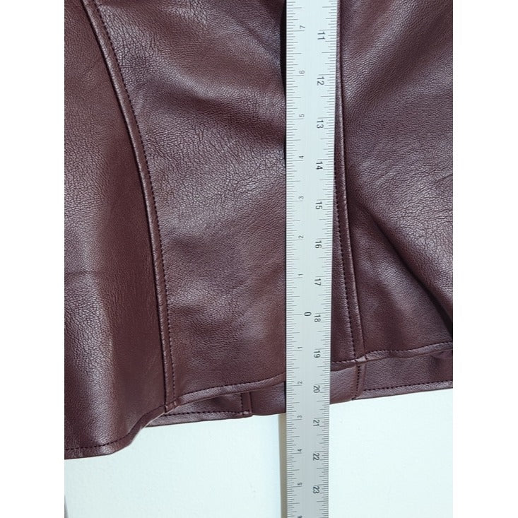 Levi's Womens Cropped Burgundy Faux Leather Moto Jacket Size Small NWT