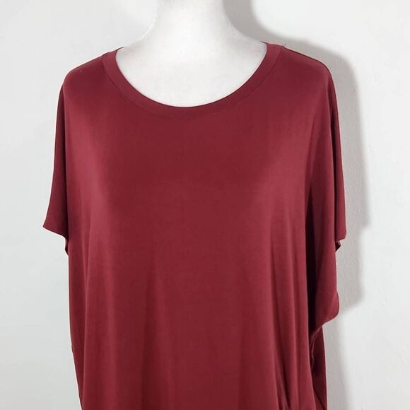 Time and Tru Oxblood Top Size XXXL Plus Size Burgundy Blouse with Ruching