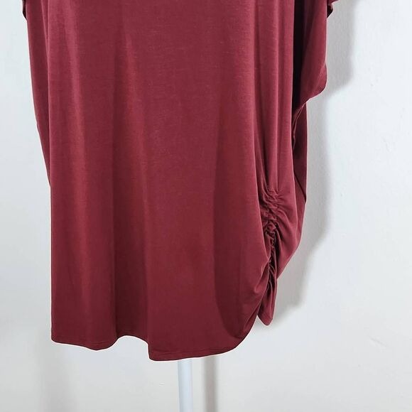 Time and Tru Oxblood Top Size XXXL Plus Size Burgundy Blouse with Ruching