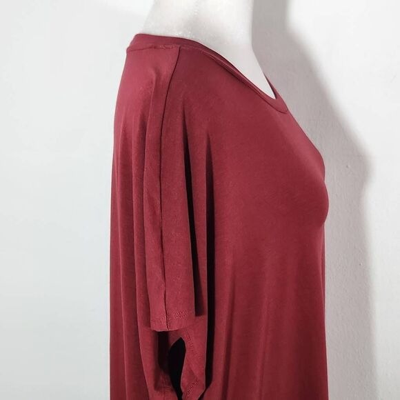Time and Tru Oxblood Top Size XXXL Plus Size Burgundy Blouse with Ruching