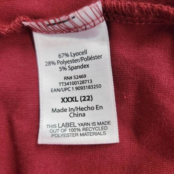 Time and Tru Oxblood Top Size XXXL Plus Size Burgundy Blouse with Ruching