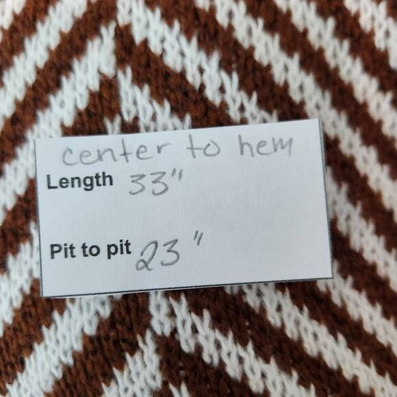 Fortune + Ivy Brown White Cardigan Sweater Size Small NWOT Brown Open Cardigan