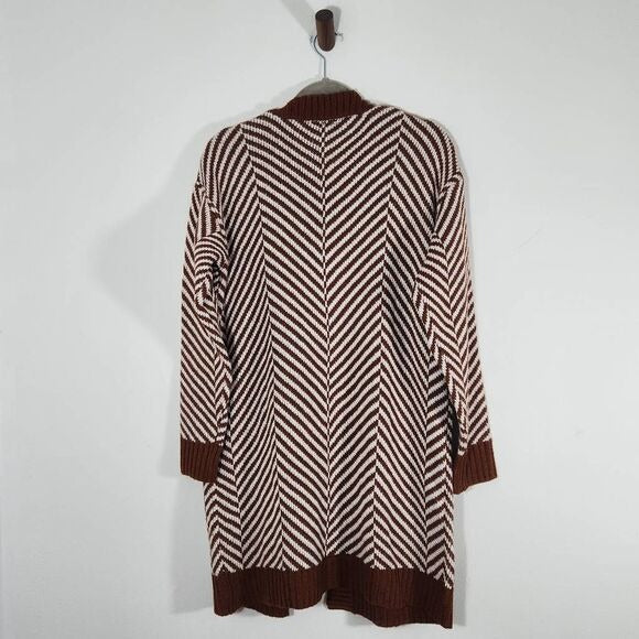 Fortune + Ivy Brown White Cardigan Sweater Size Small NWOT Brown Open Cardigan