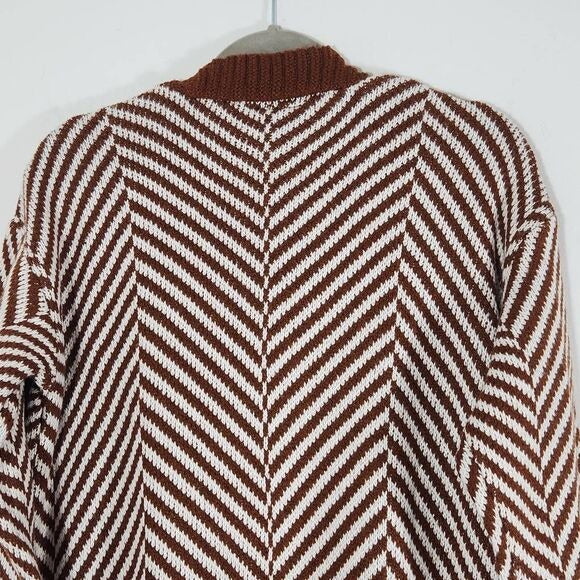 Fortune + Ivy Brown White Cardigan Sweater Size Small NWOT Brown Open Cardigan