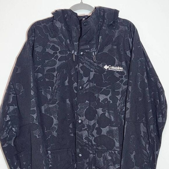 Columbia Waterfowl Print Black Waterproof Parka Jacket Size XL NWT