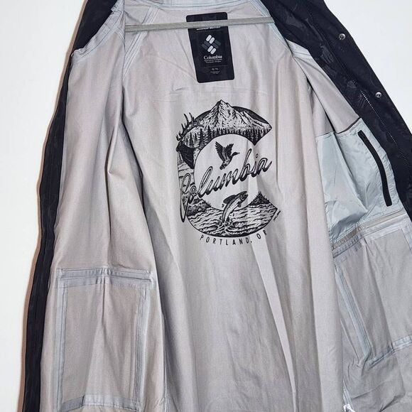 Columbia Waterfowl Print Black Waterproof Parka Jacket Size XL NWT