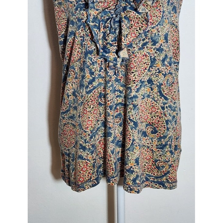 Lauren Jeans Co Ralph Lauren Blue and Pink Paisley Sleeveless Top Size 1X