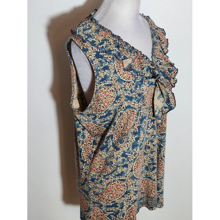 Lauren Jeans Co Ralph Lauren Blue and Pink Paisley Sleeveless Top Size 1X