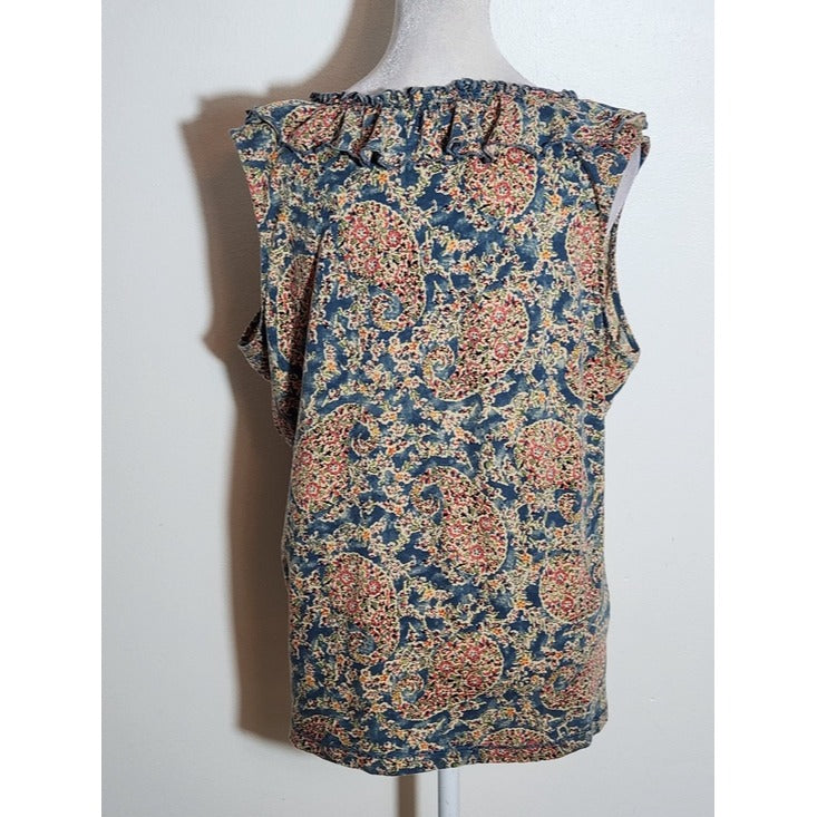 Lauren Jeans Co Ralph Lauren Blue and Pink Paisley Sleeveless Top Size 1X