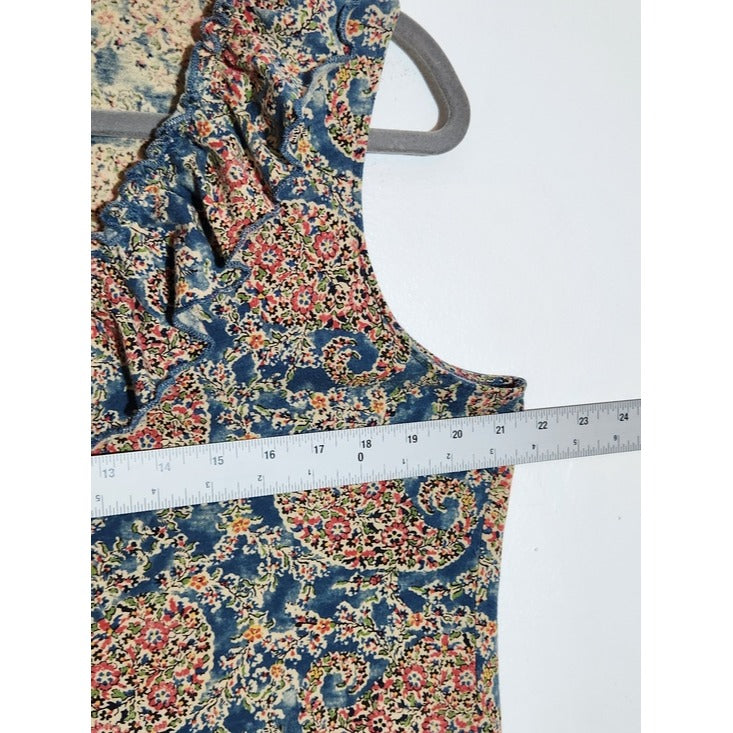Lauren Jeans Co Ralph Lauren Blue and Pink Paisley Sleeveless Top Size 1X