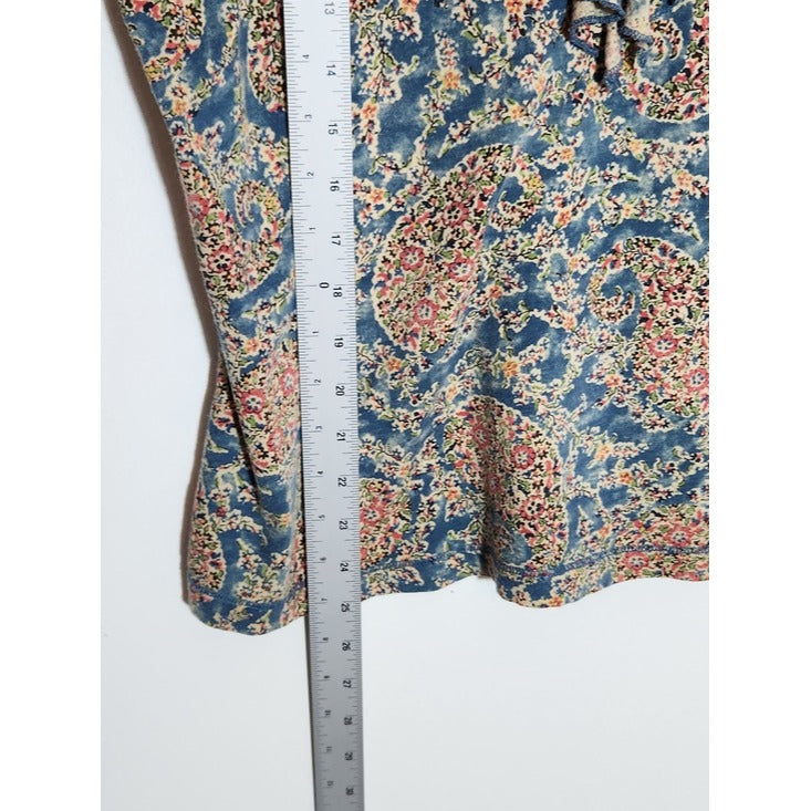 Lauren Jeans Co Ralph Lauren Blue and Pink Paisley Sleeveless Top Size 1X