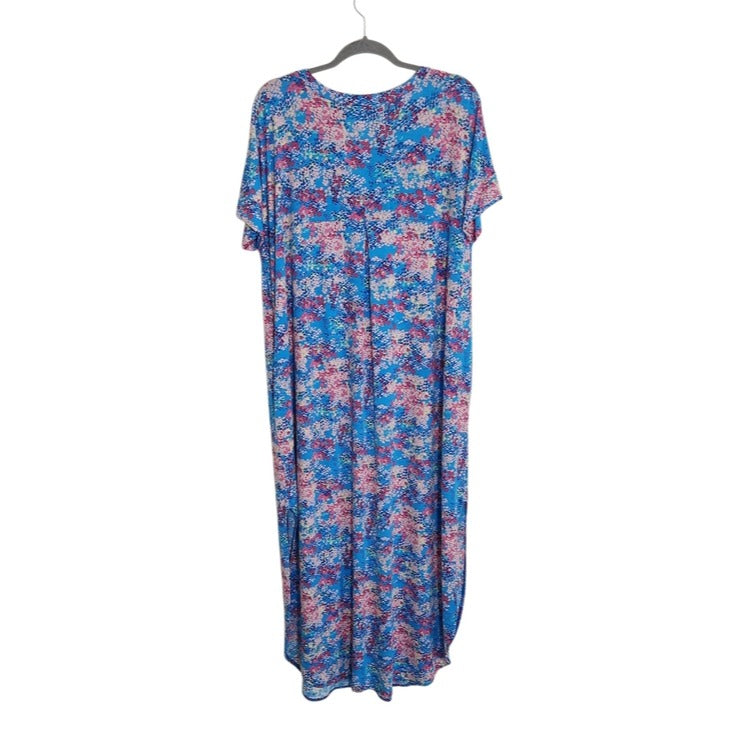 Blue and Pink Floral Print Maxi Dress Size Large NWOT