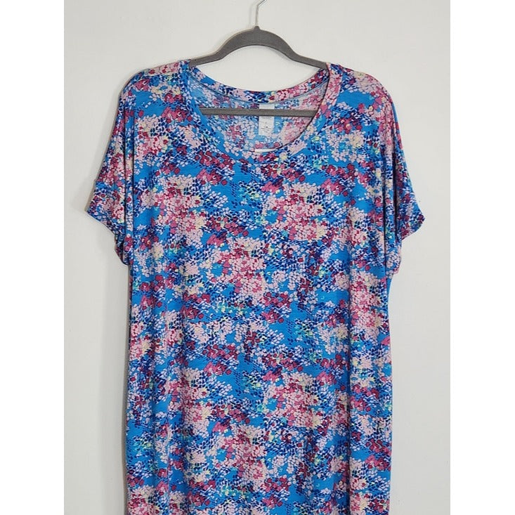 Blue and Pink Floral Print Maxi Dress Size Large NWOT