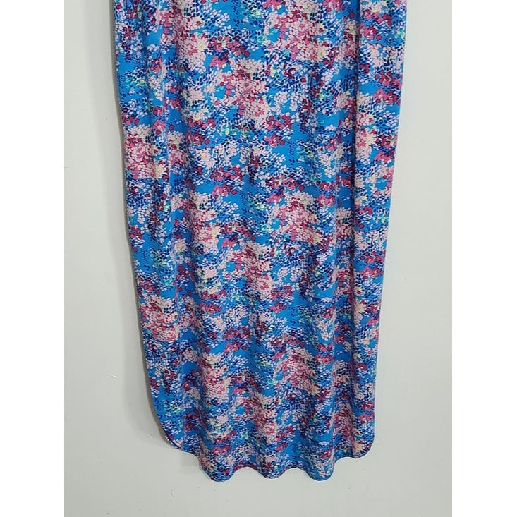 Blue and Pink Floral Print Maxi Dress Size Large NWOT