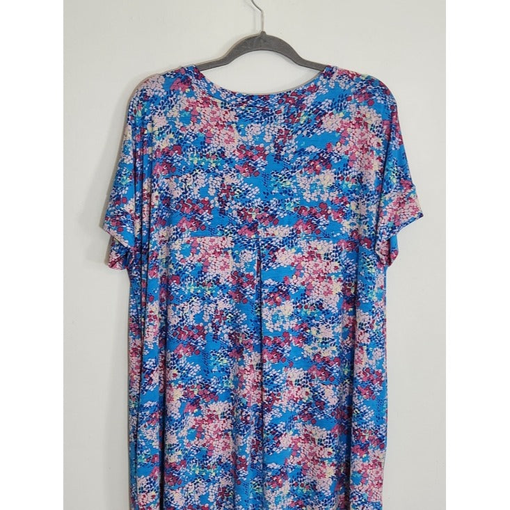 Blue and Pink Floral Print Maxi Dress Size Large NWOT