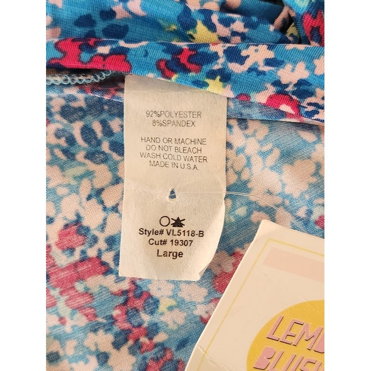 Blue and Pink Floral Print Maxi Dress Size Large NWOT