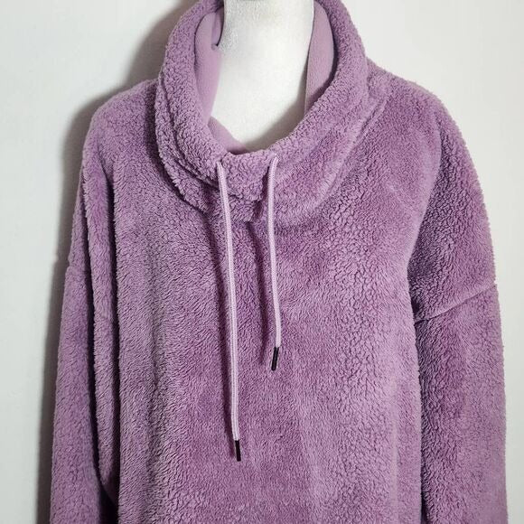 Champion Purple Fuzzy Funnel Neck Pullover Size XL Purple Pullover