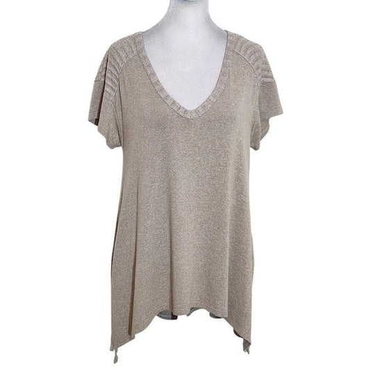 Mi Ami Tan Short Sleeve Top Size Large Khaki Short Sleeve Tee