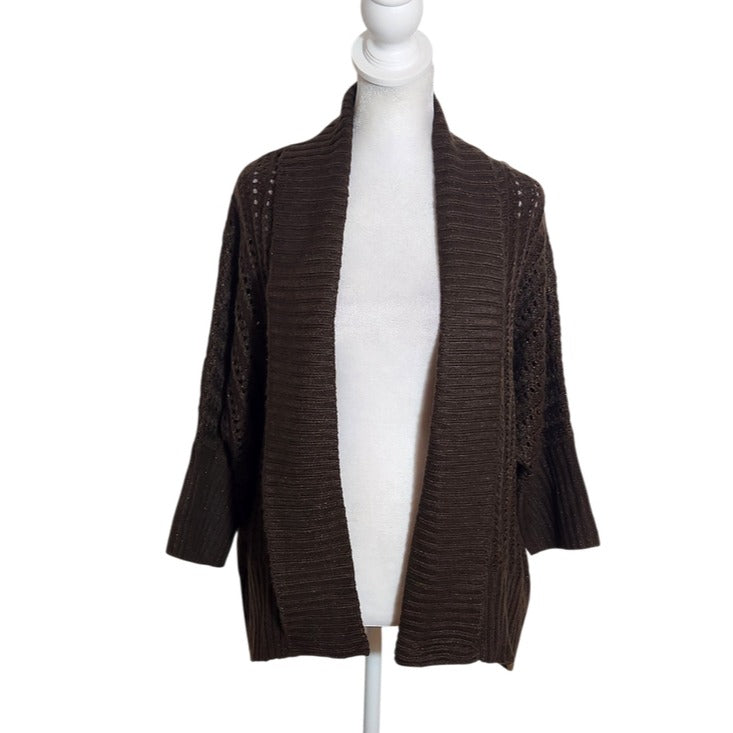 Bongo Brown Open Knit Cardigan Size XL NWT