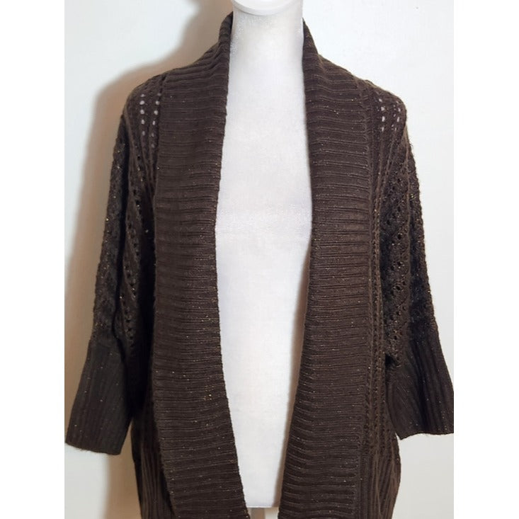 Bongo Brown Open Knit Cardigan Size XL NWT
