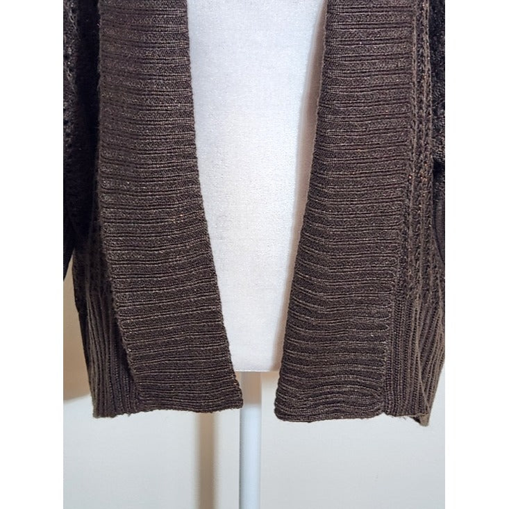 Bongo Brown Open Knit Cardigan Size XL NWT