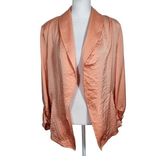 143 Story Peach Satin Blazer Size Small Crinkled Tangerine Blazer New