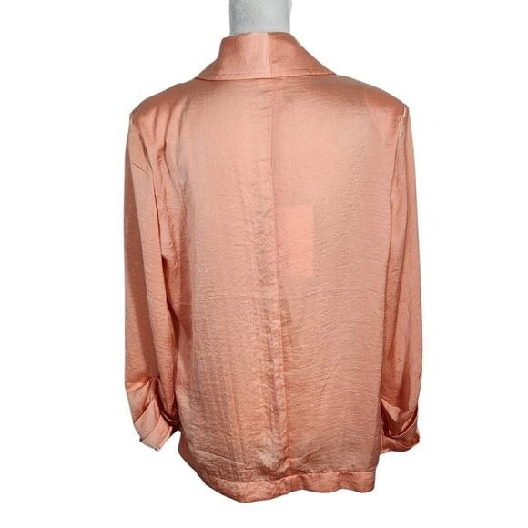 143 Story Peach Satin Blazer Size Small Crinkled Tangerine Blazer New