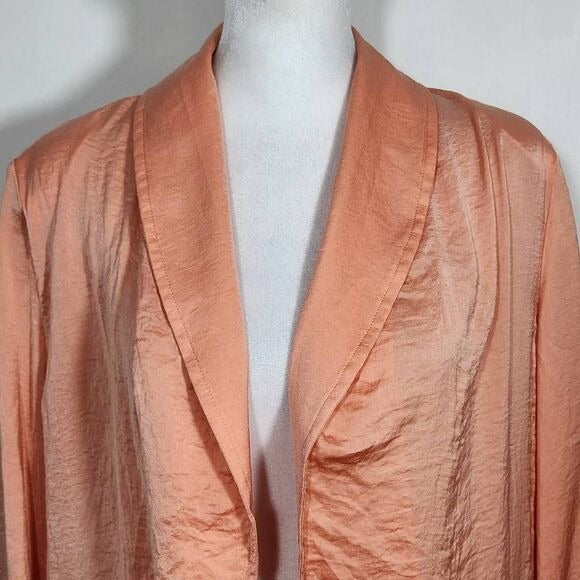 143 Story Peach Satin Blazer Size Small Crinkled Tangerine Blazer New