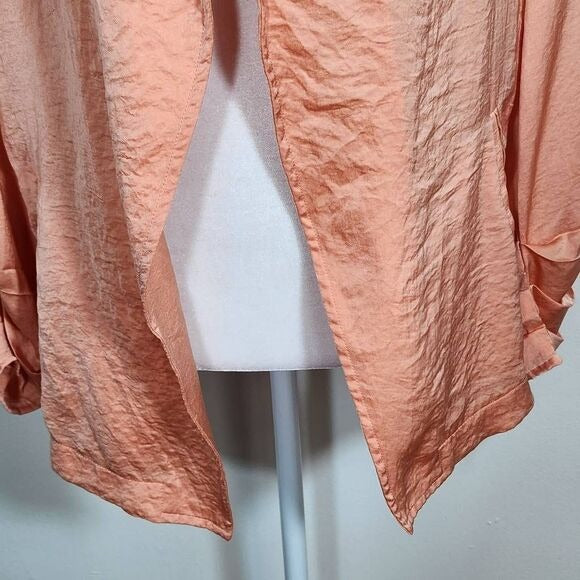 143 Story Peach Satin Blazer Size Small Crinkled Tangerine Blazer New
