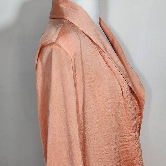 143 Story Peach Satin Blazer Size Small Crinkled Tangerine Blazer New