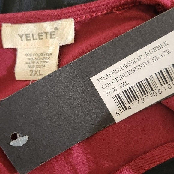 Yelete Burgundy and Black Bodycon Dress NWT Size 2XL Oxblood Bodycon Dress