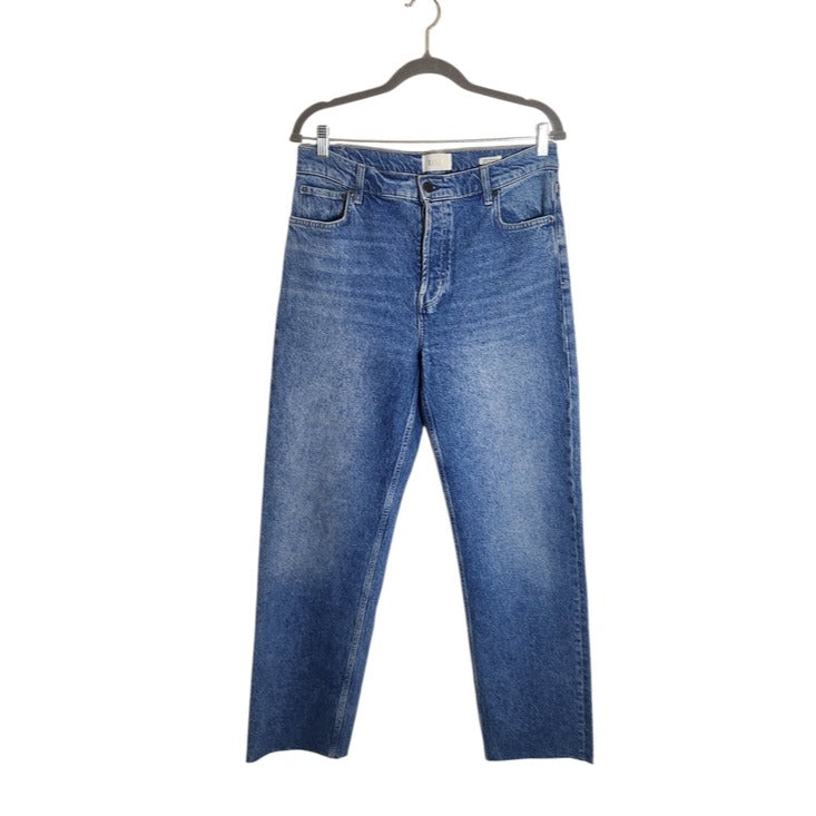 Rails The Topanga High Rise Straight Jeans Medium Wash Cut Off Hem Size 30