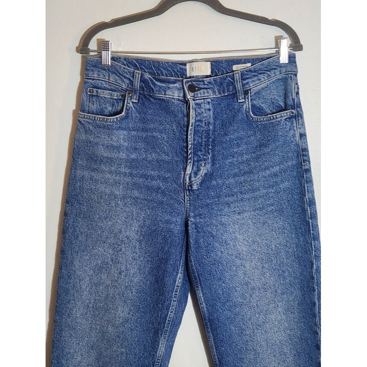 Rails The Topanga High Rise Straight Jeans Medium Wash Cut Off Hem Size 30