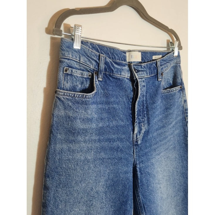 Rails The Topanga High Rise Straight Jeans Medium Wash Cut Off Hem Size 30