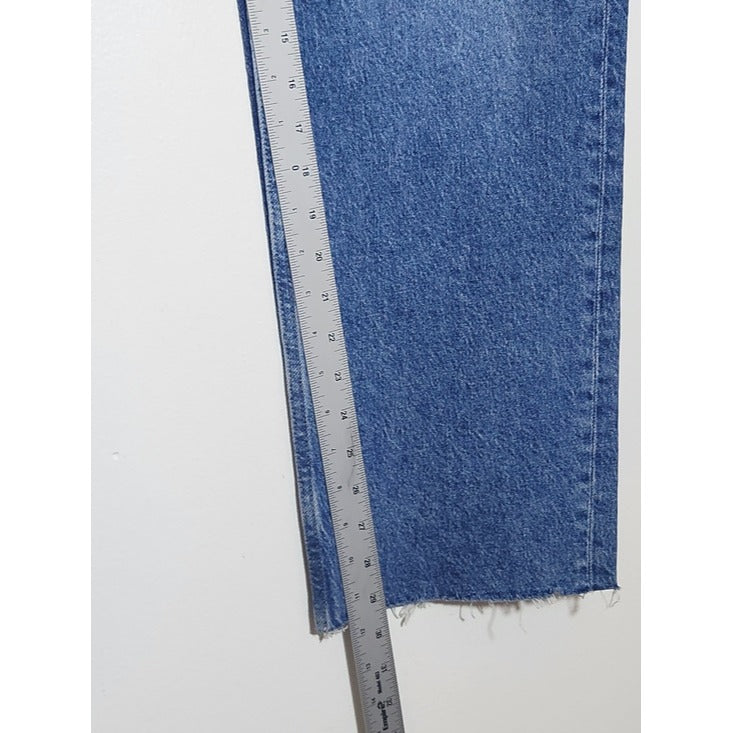 Rails The Topanga High Rise Straight Jeans Medium Wash Cut Off Hem Size 30